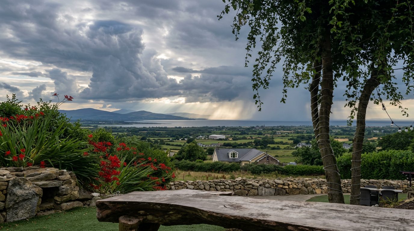 An enormous Irish sky building over the mountains above Carlingford Lough